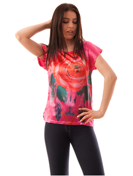 Tricou Dama Cu Model Floral Spring Roz