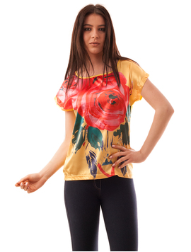 Tricou Dama Cu Model Floral Spring Galben