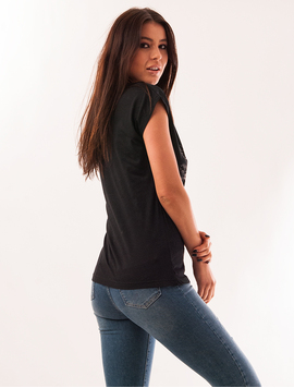 Tricou Dama Cu Imprimeu Lup Forest Negru