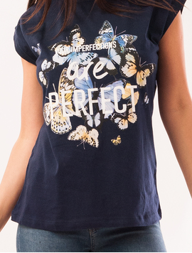 Tricou Dama Cu Imprimeu Fluturi Perfection Negru