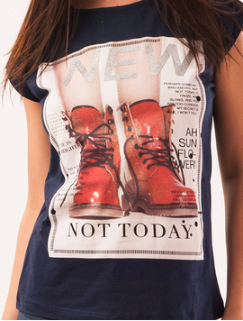 Tricou Dama Cu Imprimeu Bocanci Today Bleumarin