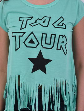 Tricou Dama Cu Franjuri Si Imprimeu Together Verde