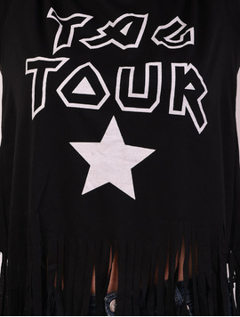 Tricou Dama Cu Franjuri Si Imprimeu Together Negru