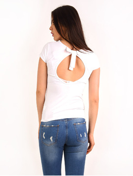 Tricou Dama Cu Fundita Decorativa Satisfy Alb