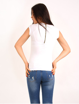 Tricou Dama Mulat Cu Fermoar Strong Alb