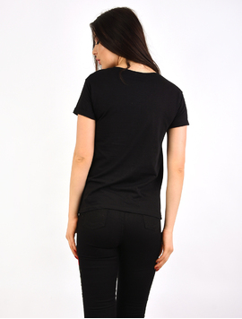 Tricou Dama Cu Broderie Si Perlute Love Negru