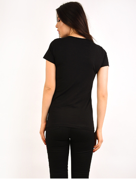Tricou Dama Cu Strasuri Si Margele Enjoy Negru