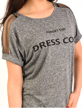 Tricou Dama Cu Imprimeu Dress Code Gri