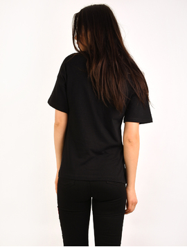 Tricou Dama Cu Fetita Brodata Peace Negru
