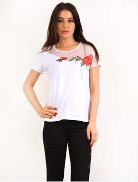 Tricou Dama Cu Broderie Photographer Alb