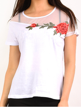 Tricou Dama Cu Broderie Photographer Alb