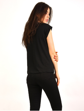 Tricou Dama Cu Imprimeu Cap De Mort Powerful Negru