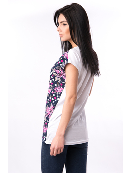 Tricou Dama Cu Imprimeu Floral Visual Bleumarin