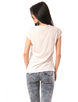 Tricou Dama Cu Imprimeu Bufnita Owl Bej