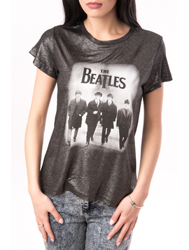 Tricou Dama Cu Imprimeu The Beatles Negru