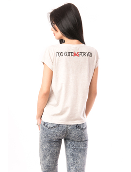 Tricou Dama Cu Imprimeu La Buzunar Minny Mouse Bej