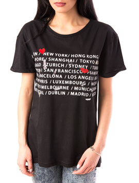 Tricou Dama Imprimeu In Fata All The Cities Negru