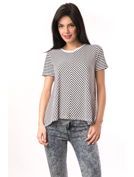 Tricou Dama In Dungi Springish Alb Si Negru