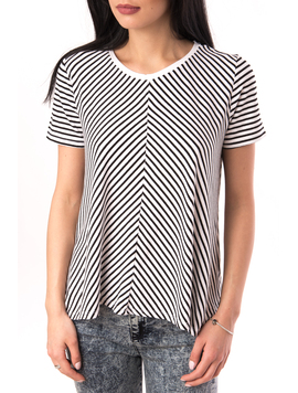 Tricou Dama In Dungi Springish Alb Si Negru