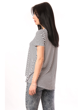 Tricou Dama In Dungi Springish Alb Si Negru