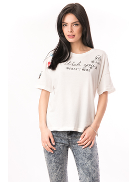 Tricou Dama Cu Imprimeu Wish You Alb