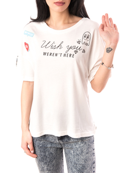 Tricou Dama Cu Imprimeu Wish You Alb