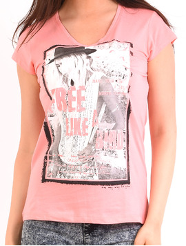 Tricou Dama Cu Imprimeu Free Like A Bird Roz