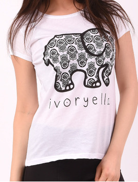 Tricou Dama Cu Imprimeu Elefant Ivoryella Alb
