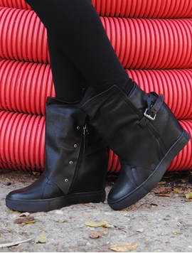 Botine Dama Cu Catarama Si Talpa Interioara Negre