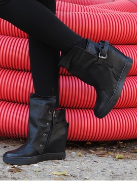 Botine Dama Cu Catarama Si Talpa Interioara Negre