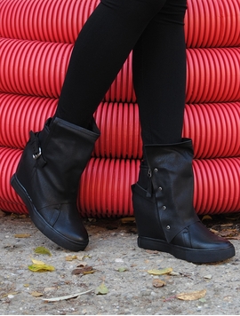 Botine Dama Cu Catarama Si Talpa Interioara Negre