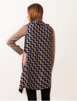 Cardigan Dama In Zig Zag Maro Si Bleumarin
