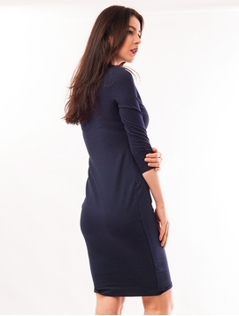 Rochie Simpla Mulata Cu Maneca Trei Sferturi Bleumarin