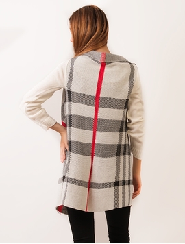 Cardigan Dama In Carouri Alb Si Roz