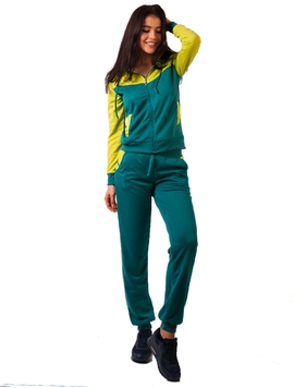 Trening Dama Cu Gluga Si Fermoar Turcoaz Si Verde