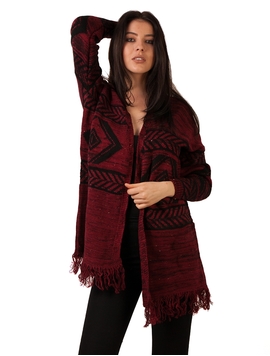 Cardigan Dama Cu Franjuri Grena