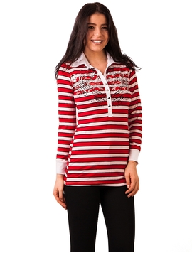Bluza Dama Cu Imprimeu Metalic Rosu Si Roz