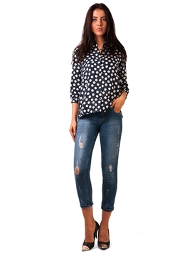 Jeans Dama Usor Prespalati Albastru 