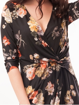 Rochie Cu Model Floral Neagra