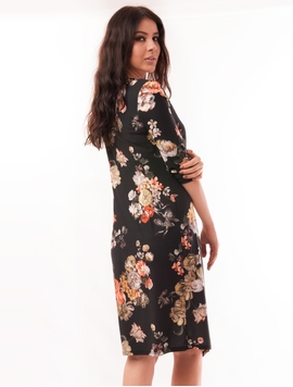 Rochie Cu Model Floral Neagra