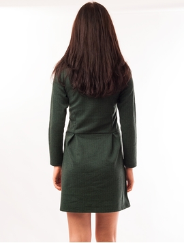 Rochie Cu Guler Si Brosa Verde