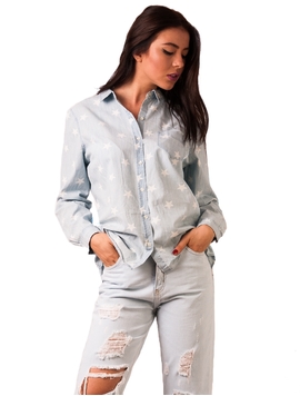 Camasa Dama Denim Cu Stelute Bleu