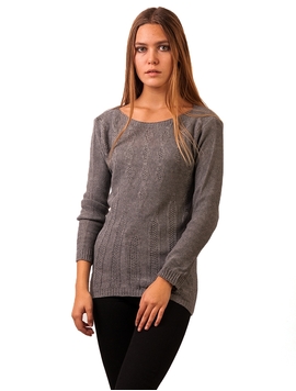 Pulover Dama Cu Model In Fata Gri