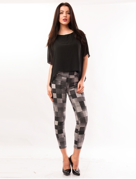 Pantaloni Dama Stil Colant Cu Patratele Gri