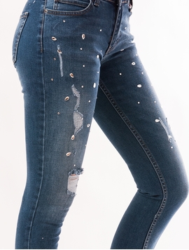 Jeans Dama Cu Strasuri Albastri