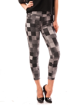 Pantaloni Dama Stil Colant Cu Patratele Gri