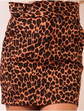 Fusta Cu Imprimeu Animal Print Maro