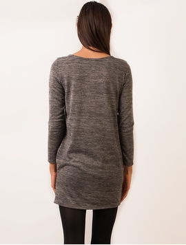 Rochie Cu Maneca Lunga Gri Inchis