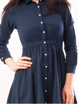 Camasa Dama Stil Rochita Cu Elastic In Talie Bleumarin