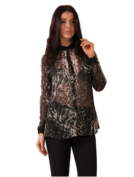 Camasa Dama Din Voal Cu Model Neagra
